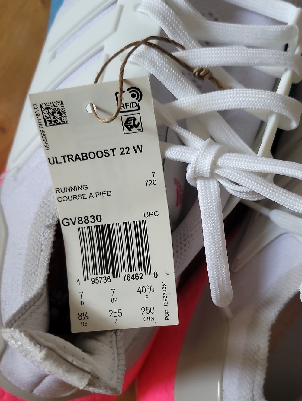 adidas Ultraboost Women's Running Shoes - White with Pink & Blue Gradient - Picture 7 of 9